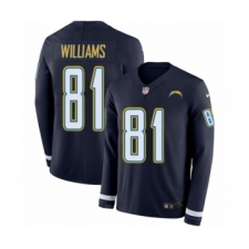 Men's Nike Los Angeles Chargers #81 Mike Williams Limited Navy Blue Therma Long Sleeve NFL Jersey