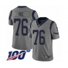 Men's Los Angeles Rams #76 Orlando Pace Limited Gray Inverted Legend 100th Season Football Jersey