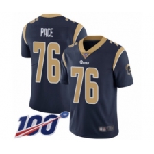 Men's Los Angeles Rams #76 Orlando Pace Navy Blue Team Color Vapor Untouchable Limited Player 100th Season Football Jersey