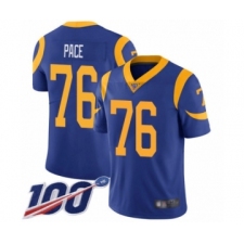 Men's Los Angeles Rams #76 Orlando Pace Royal Blue Alternate Vapor Untouchable Limited Player 100th Season Football Jersey
