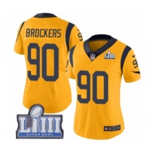 Women's Nike Los Angeles Rams #90 Michael Brockers Limited Gold Rush Vapor Untouchable Super Bowl LIII Bound NFL Jersey