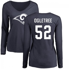 NFL Women's Nike Los Angeles Rams #52 Alec Ogletree Navy Blue Name & Number Logo Slim Fit Long Sleeve T-Shirt