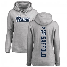 NFL Women's Nike Los Angeles Rams #76 Rodger Saffold Ash Backer Pullover Hoodie