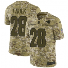 Men's Nike Los Angeles Rams #28 Marshall Faulk Limited Camo 2018 Salute to Service NFL Jersey