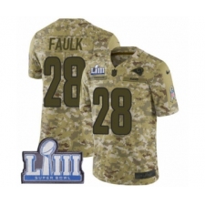 Men's Nike Los Angeles Rams #28 Marshall Faulk Limited Camo 2018 Salute to Service Super Bowl LIII Bound NFL Jersey
