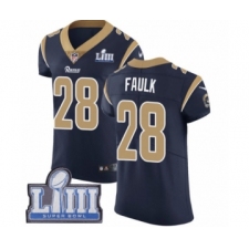 Men's Nike Los Angeles Rams #28 Marshall Faulk Navy Blue Team Color Vapor Untouchable Elite Player Super Bowl LIII Bound NFL Jersey