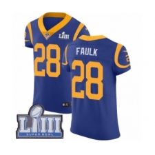Men's Nike Los Angeles Rams #28 Marshall Faulk Royal Blue Alternate Vapor Untouchable Elite Player Super Bowl LIII Bound NFL Jersey