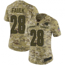 Women's Nike Los Angeles Rams #28 Marshall Faulk Limited Camo 2018 Salute to Service NFL Jersey