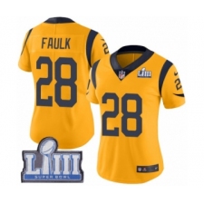 Women's Nike Los Angeles Rams #28 Marshall Faulk Limited Gold Rush Vapor Untouchable Super Bowl LIII Bound NFL Jersey