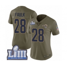 Women's Nike Los Angeles Rams #28 Marshall Faulk Limited Olive 2017 Salute to Service Super Bowl LIII Bound NFL Jersey