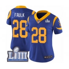 Women's Nike Los Angeles Rams #28 Marshall Faulk Royal Blue Alternate Vapor Untouchable Limited Player Super Bowl LIII Bound NFL Jersey