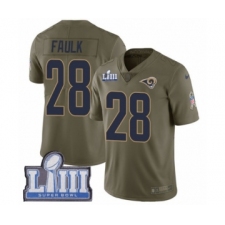 Youth Nike Los Angeles Rams #28 Marshall Faulk Limited Olive 2017 Salute to Service Super Bowl LIII Bound NFL Jersey