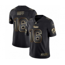 Men Los Angeles Rams #16 Jared Goff Black Golden Edition 2019 Vapor Untouchable Limited Jersey