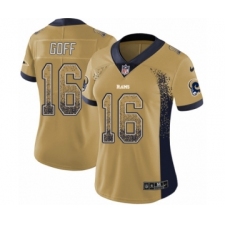 Women's Nike Los Angeles Rams #16 Jared Goff Limited Gold Rush Drift Fashion NFL Jersey