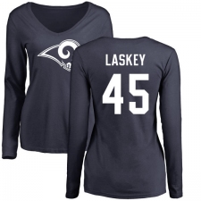 NFL Women's Nike Los Angeles Rams #45 Zach Laskey Navy Blue Name & Number Logo Slim Fit Long Sleeve T-Shirt