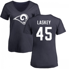 NFL Women's Nike Los Angeles Rams #45 Zach Laskey Navy Blue Name & Number Logo Slim Fit T-Shirt