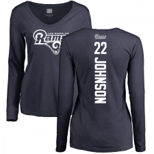 NFL Women's Nike Los Angeles Rams #22 Trumaine Johnson Navy Blue Backer Slim Fit Long Sleeve T-Shirt