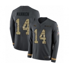 Men's Nike Los Angeles Rams #14 Sean Mannion Limited Black Salute to Service Therma Long Sleeve NFL Jersey