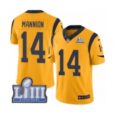 Men's Nike Los Angeles Rams #14 Sean Mannion Limited Gold Rush Vapor Untouchable Super Bowl LIII Bound NFL Jersey
