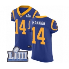 Men's Nike Los Angeles Rams #14 Sean Mannion Royal Blue Alternate Vapor Untouchable Elite Player Super Bowl LIII Bound NFL Jersey