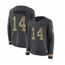 Women's Nike Los Angeles Rams #14 Sean Mannion Limited Black Salute to Service Therma Long Sleeve NFL Jersey