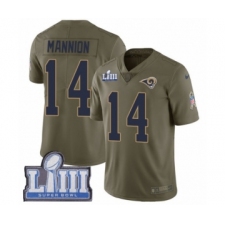Youth Nike Los Angeles Rams #14 Sean Mannion Limited Olive 2017 Salute to Service Super Bowl LIII Bound NFL Jersey