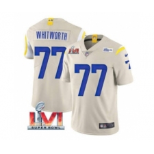 Men's Los Angeles Rams #77 Andrew Whitworth Bone 2022 Super Bowl LVI Vapor Limited Stitched Jersey