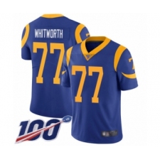 Men's Los Angeles Rams #77 Andrew Whitworth Royal Blue Alternate Vapor Untouchable Limited Player 100th Season Football Jersey