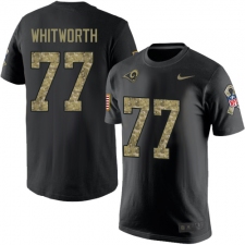Men's Nike Los Angeles Rams #77 Andrew Whitworth Black Camo Salute to Service T-Shirt