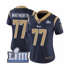 Women's Nike Los Angeles Rams #77 Andrew Whitworth Navy Blue Team Color Vapor Untouchable Limited Player Super Bowl LIII