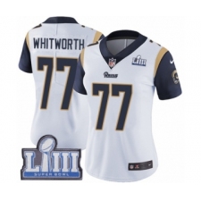 Women's Nike Los Angeles Rams #77 Andrew Whitworth White Vapor Untouchable Limited Player Super Bowl LIII Bound NFL Jersey
