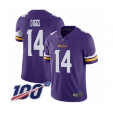 Men's Minnesota Vikings #14 Stefon Diggs Purple Team Color Vapor Untouchable Limited Player 100th Season Football Jersey