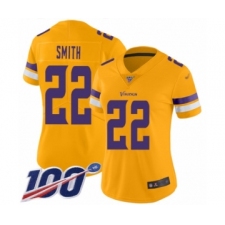 Women's Minnesota Vikings #22 Harrison Smith Limited Gold Inverted Legend 100th Season Football Jersey