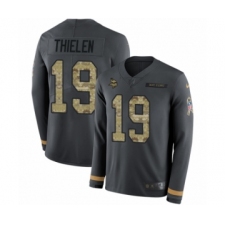Youth Nike Minnesota Vikings #19 Adam Thielen Limited Black Salute to Service Therma Long Sleeve NFL Jersey