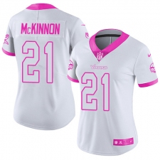 Women's Nike Minnesota Vikings #21 Jerick McKinnon Limited White/Pink Rush Fashion NFL Jersey