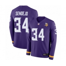 Youth Nike Minnesota Vikings #34 Andrew Sendejo Limited Purple Therma Long Sleeve NFL Jersey