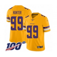 Men's Minnesota Vikings #99 Danielle Hunter Limited Gold Inverted Legend 100th Season Football Jersey