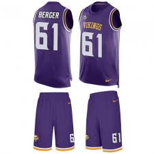 Men's Nike Minnesota Vikings #61 Joe Berger Limited Purple Tank Top Suit NFL Jersey