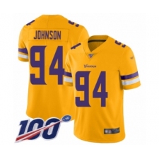 Men's Minnesota Vikings #94 Jaleel Johnson Limited Gold Inverted Legend 100th Season Football Jersey