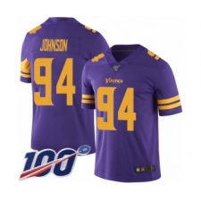 Men's Minnesota Vikings #94 Jaleel Johnson Limited Purple Rush Vapor Untouchable 100th Season Football Jersey