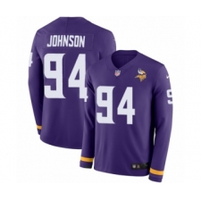 Men's Nike Minnesota Vikings #94 Jaleel Johnson Limited Purple Therma Long Sleeve NFL Jersey
