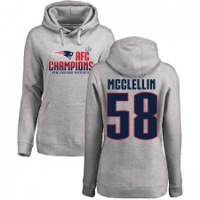 Women's Nike New England Patriots #58 Shea McClellin Heather Gray 2017 AFC Champions Pullover Hoodie