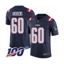 Men's New England Patriots #60 David Andrews Limited Navy Blue Rush Vapor Untouchable 100th Season Football Jersey