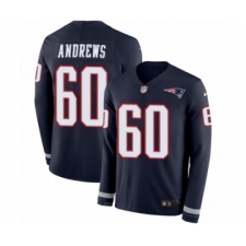 Men's Nike New England Patriots #60 David Andrews Limited Navy Blue Therma Long Sleeve NFL Jersey
