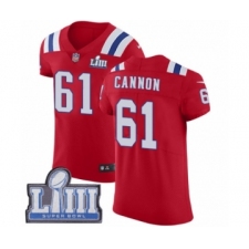 Men's Nike New England Patriots #61 Marcus Cannon Red Alternate Vapor Untouchable Elite Player Super Bowl LIII Bound NFL Jersey