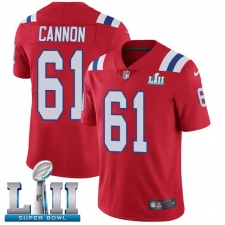 Men's Nike New England Patriots #61 Marcus Cannon Red Alternate Vapor Untouchable Limited Player Super Bowl LII NFL Jersey