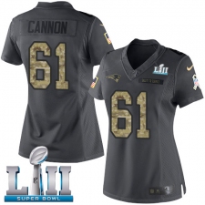 Women's Nike New England Patriots #61 Marcus Cannon Limited Black 2016 Salute to Service Super Bowl LII NFL Jersey