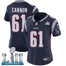 Women's Nike New England Patriots #61 Marcus Cannon Navy Blue Team Color Vapor Untouchable Limited Player Super Bowl LII NFL Jersey