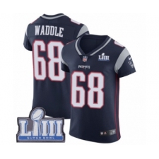 Men's Nike New England Patriots #68 LaAdrian Waddle Navy Blue Team Color Vapor Untouchable Elite Player Super Bowl LIII Bound NFL Jersey