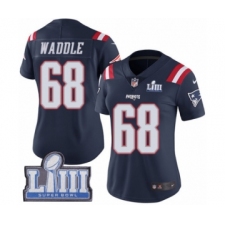 Women's Nike New England Patriots #68 LaAdrian Waddle Limited Navy Blue Rush Vapor Untouchable Super Bowl LIII Bound NFL Jersey